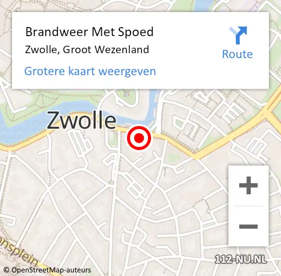 Locatie op kaart van de 112 melding: Brandweer Met Spoed Naar Zwolle, Groot Wezenland op 9 oktober 2021 15:34