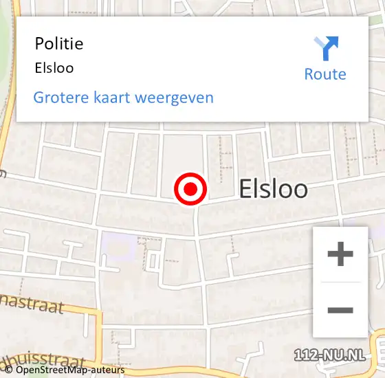 Locatie op kaart van de 112 melding: Politie Elsloo op 9 oktober 2021 16:04