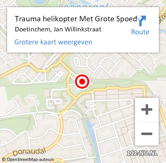 Locatie op kaart van de 112 melding: Trauma helikopter Met Grote Spoed Naar Doetinchem, Jan Willinkstraat op 9 oktober 2021 16:23