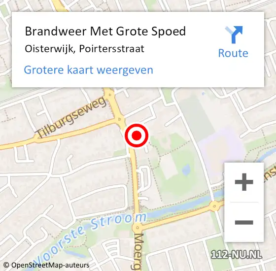 Locatie op kaart van de 112 melding: Brandweer Met Grote Spoed Naar Oisterwijk, Poirtersstraat op 9 oktober 2021 16:36