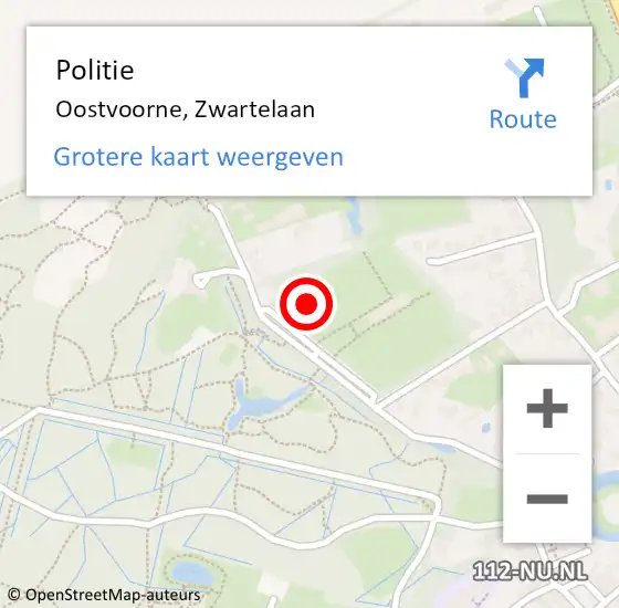 Locatie op kaart van de 112 melding: Politie Oostvoorne, Zwartelaan op 9 oktober 2021 16:49