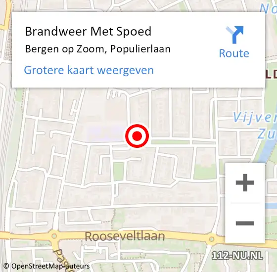 Locatie op kaart van de 112 melding: Brandweer Met Spoed Naar Bergen op Zoom, Populierlaan op 9 oktober 2021 16:59