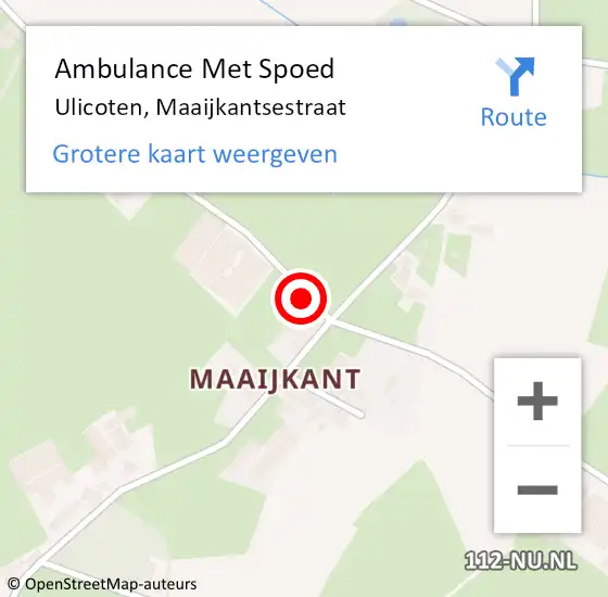 Locatie op kaart van de 112 melding: Ambulance Met Spoed Naar Ulicoten, Maaijkantsestraat op 25 juni 2014 15:06