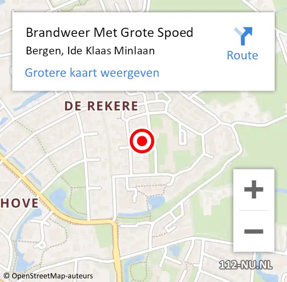 Locatie op kaart van de 112 melding: Brandweer Met Grote Spoed Naar Bergen, Ide Klaas Minlaan op 9 oktober 2021 17:59