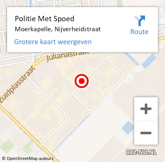 Locatie op kaart van de 112 melding: Politie Met Spoed Naar Moerkapelle, Nijverheidstraat op 9 oktober 2021 18:12