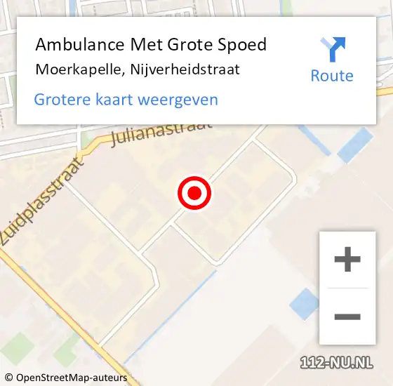 Locatie op kaart van de 112 melding: Ambulance Met Grote Spoed Naar Moerkapelle, Nijverheidstraat op 9 oktober 2021 18:13