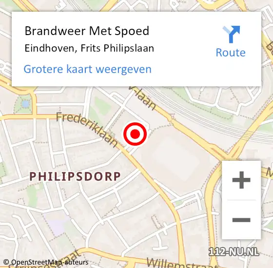 Locatie op kaart van de 112 melding: Brandweer Met Spoed Naar Eindhoven, Frits Philipslaan op 9 oktober 2021 18:32