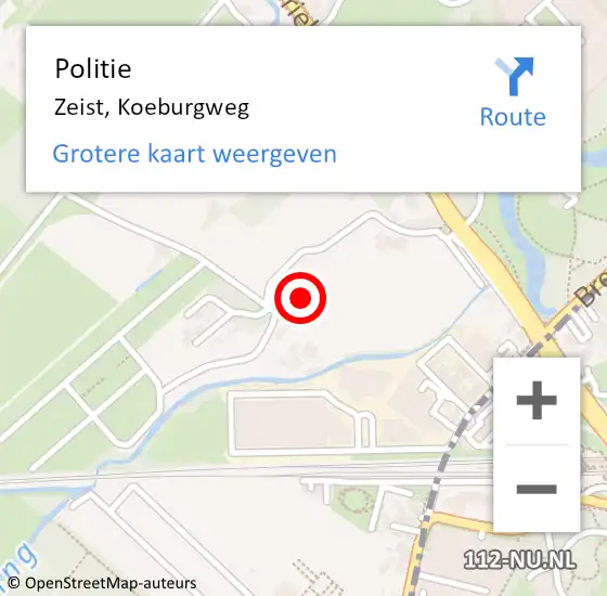 Locatie op kaart van de 112 melding: Politie Zeist, Koeburgweg op 9 oktober 2021 18:43