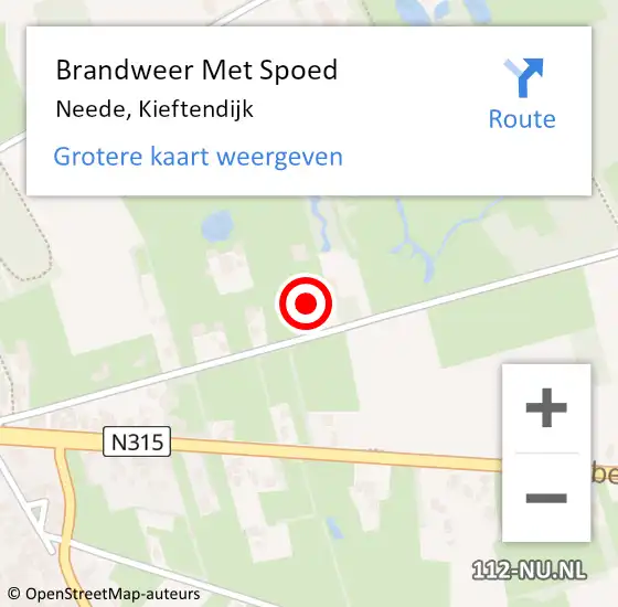 Locatie op kaart van de 112 melding: Brandweer Met Spoed Naar Neede, Kieftendijk op 9 oktober 2021 19:15