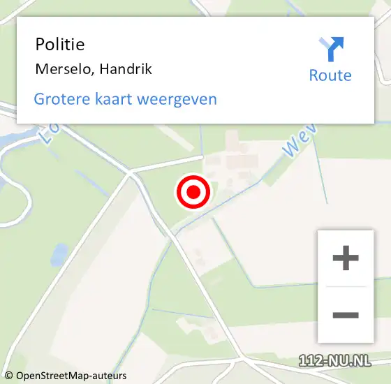 Locatie op kaart van de 112 melding: Politie Merselo, Handrik op 9 oktober 2021 19:30