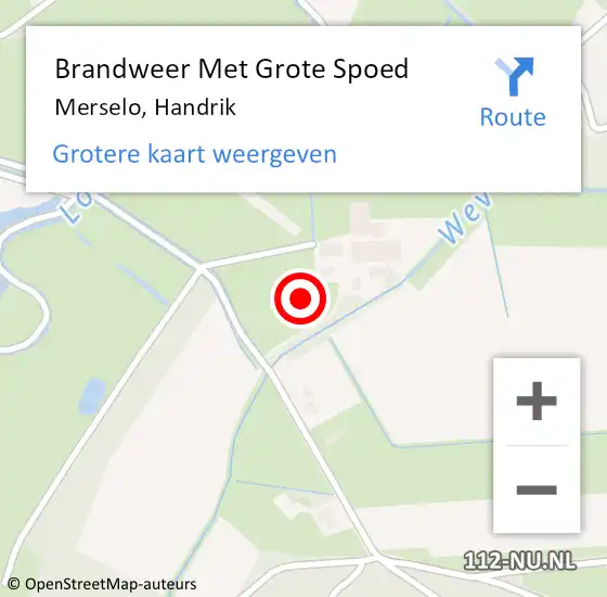 Locatie op kaart van de 112 melding: Brandweer Met Grote Spoed Naar Merselo, Handrik op 9 oktober 2021 19:31