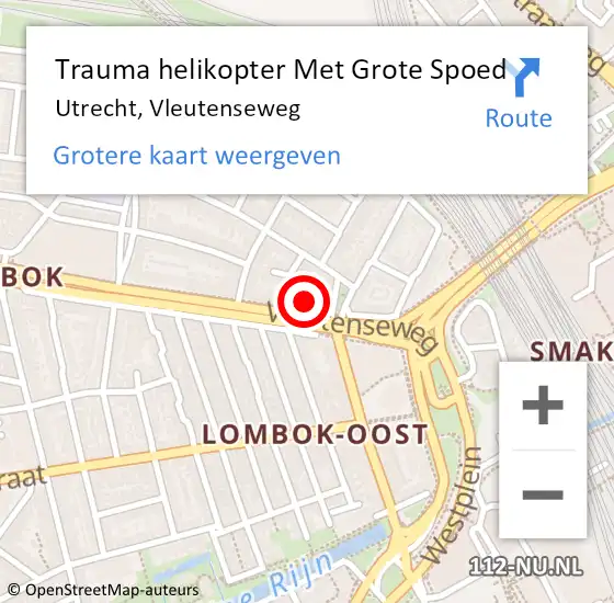 Locatie op kaart van de 112 melding: Trauma helikopter Met Grote Spoed Naar Utrecht, Vleutenseweg op 9 oktober 2021 19:40