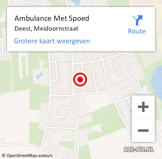 Locatie op kaart van de 112 melding: Ambulance Met Spoed Naar Deest, Meidoornstraat op 9 oktober 2021 20:30