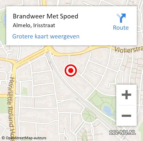 Locatie op kaart van de 112 melding: Brandweer Met Spoed Naar Almelo, Irisstraat op 9 oktober 2021 20:35