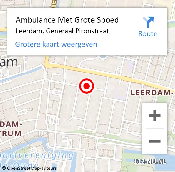 Locatie op kaart van de 112 melding: Ambulance Met Grote Spoed Naar Leerdam, Generaal Pironstraat op 9 oktober 2021 20:57