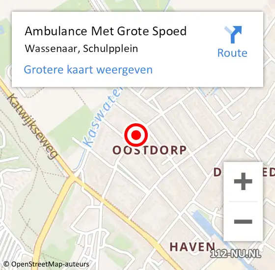 Locatie op kaart van de 112 melding: Ambulance Met Grote Spoed Naar Wassenaar, Schulpplein op 9 oktober 2021 21:21