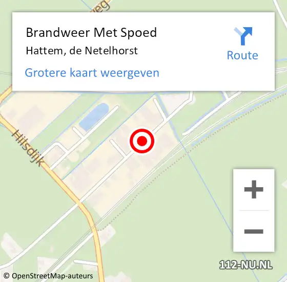 Locatie op kaart van de 112 melding: Brandweer Met Spoed Naar Hattem, de Netelhorst op 9 oktober 2021 21:27