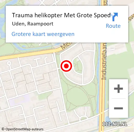 Locatie op kaart van de 112 melding: Trauma helikopter Met Grote Spoed Naar Uden, Raampoort op 9 oktober 2021 21:29