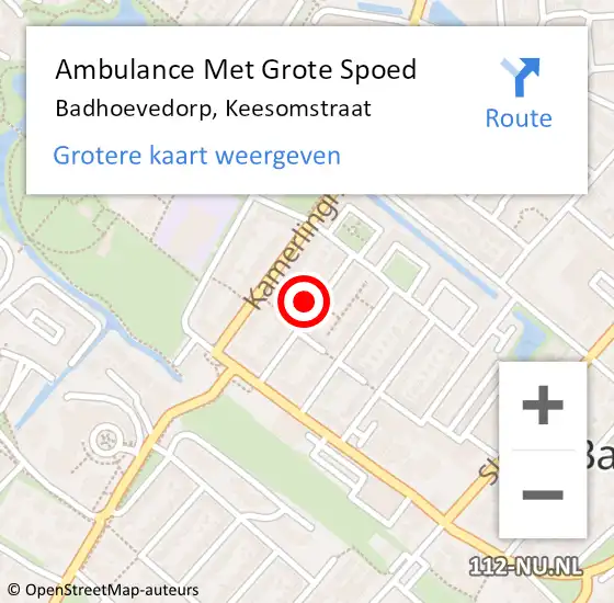 Locatie op kaart van de 112 melding: Ambulance Met Grote Spoed Naar Badhoevedorp, Keesomstraat op 9 oktober 2021 21:31