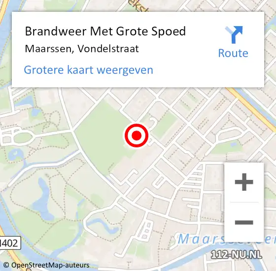 Locatie op kaart van de 112 melding: Brandweer Met Grote Spoed Naar Maarssen, Vondelstraat op 9 oktober 2021 21:52