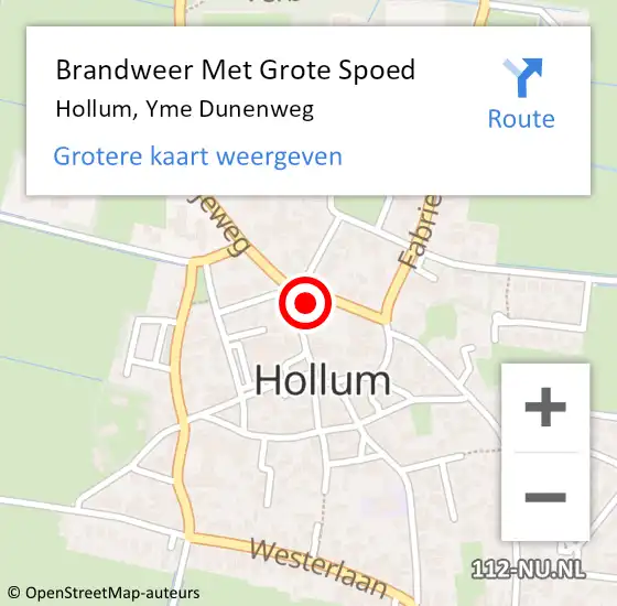 Locatie op kaart van de 112 melding: Brandweer Met Grote Spoed Naar Hollum, Yme Dunenweg op 9 oktober 2021 22:26
