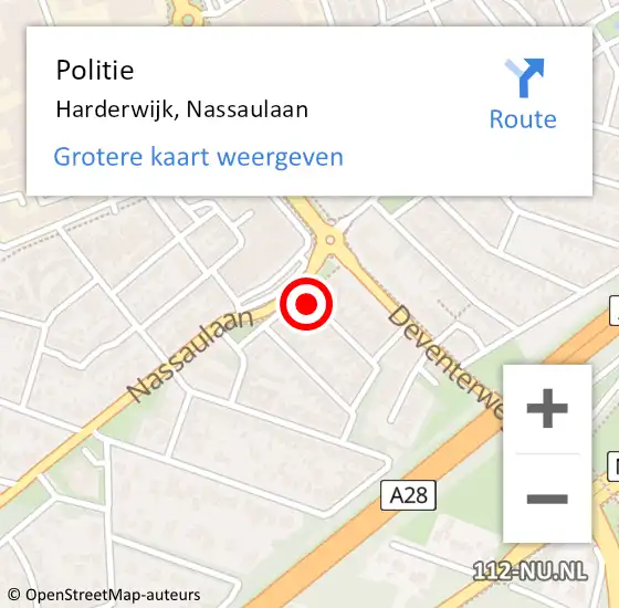 Locatie op kaart van de 112 melding: Politie Harderwijk, Nassaulaan op 9 oktober 2021 22:43