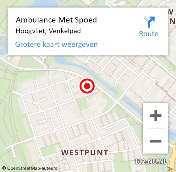 Locatie op kaart van de 112 melding: Ambulance Met Spoed Naar Hoogvliet, Venkelpad op 9 oktober 2021 23:02