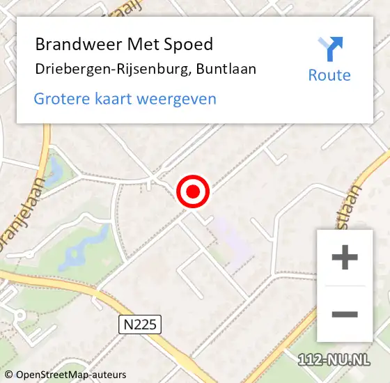 Locatie op kaart van de 112 melding: Brandweer Met Spoed Naar Driebergen-Rijsenburg, Buntlaan op 9 oktober 2021 23:33