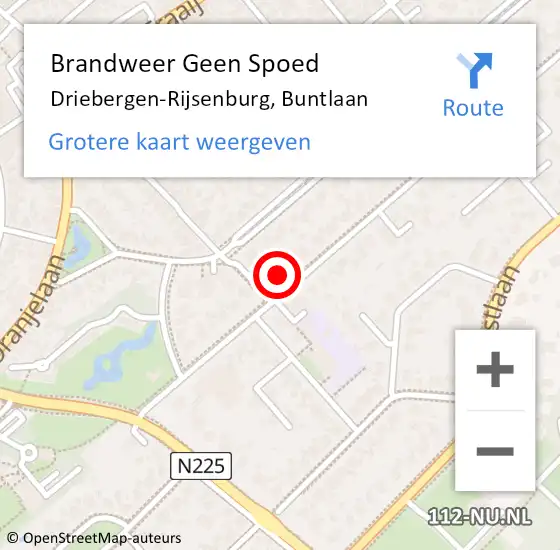 Locatie op kaart van de 112 melding: Brandweer Geen Spoed Naar Driebergen-Rijsenburg, Buntlaan op 9 oktober 2021 23:39