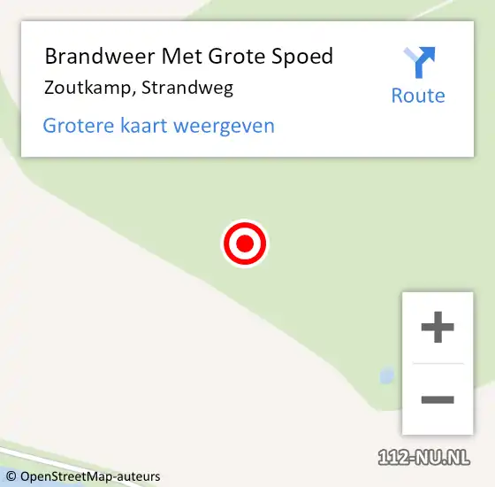 Locatie op kaart van de 112 melding: Brandweer Met Grote Spoed Naar Zoutkamp, Strandweg op 10 oktober 2021 00:22