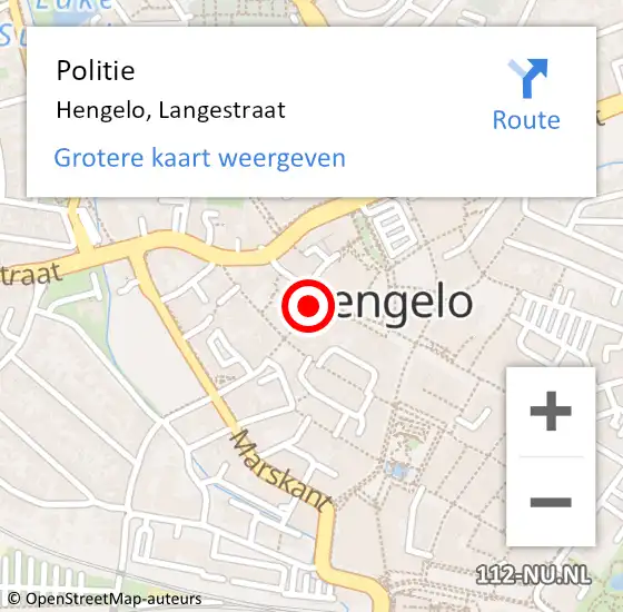 Locatie op kaart van de 112 melding: Politie Hengelo, Langestraat op 10 oktober 2021 00:28