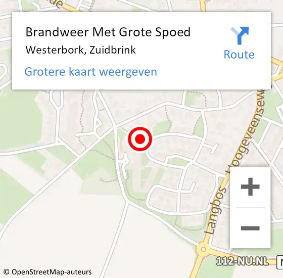 Locatie op kaart van de 112 melding: Brandweer Met Grote Spoed Naar Westerbork, Zuidbrink op 25 juni 2014 15:34