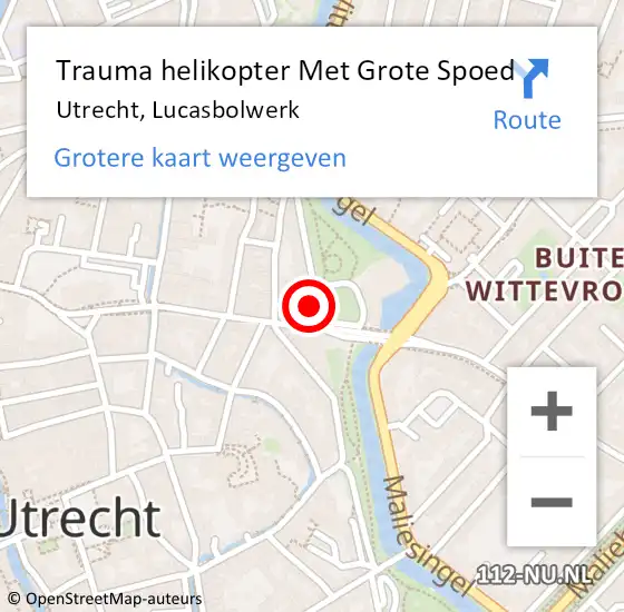 Locatie op kaart van de 112 melding: Trauma helikopter Met Grote Spoed Naar Utrecht, Lucasbolwerk op 10 oktober 2021 00:46