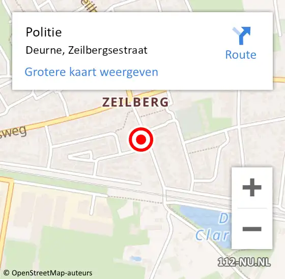 Locatie op kaart van de 112 melding: Politie Deurne, Zeilbergsestraat op 10 oktober 2021 00:53