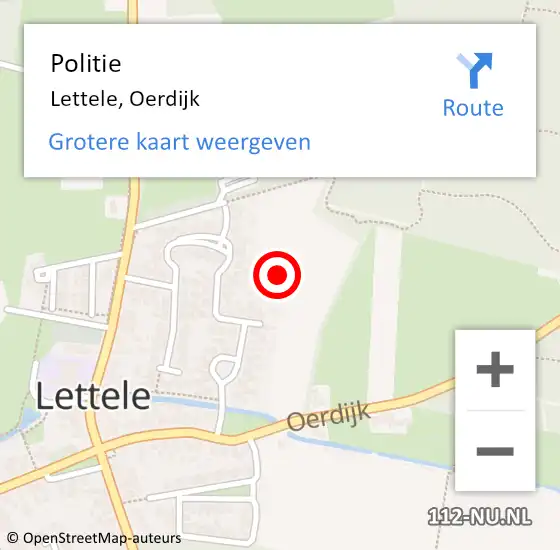 Locatie op kaart van de 112 melding: Politie Lettele, Oerdijk op 10 oktober 2021 01:21