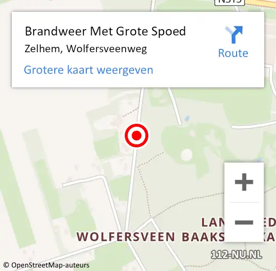 Locatie op kaart van de 112 melding: Brandweer Met Grote Spoed Naar Zelhem, Wolfersveenweg op 10 oktober 2021 01:34