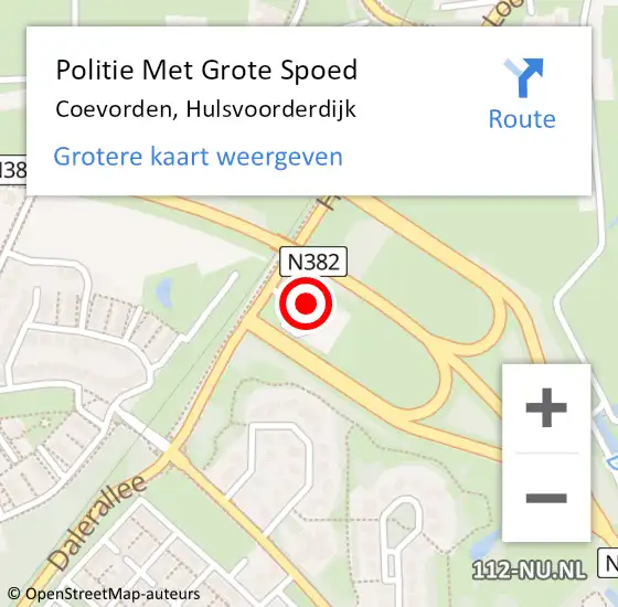 Locatie op kaart van de 112 melding: Politie Met Grote Spoed Naar Coevorden, Hulsvoorderdijk op 10 oktober 2021 01:34