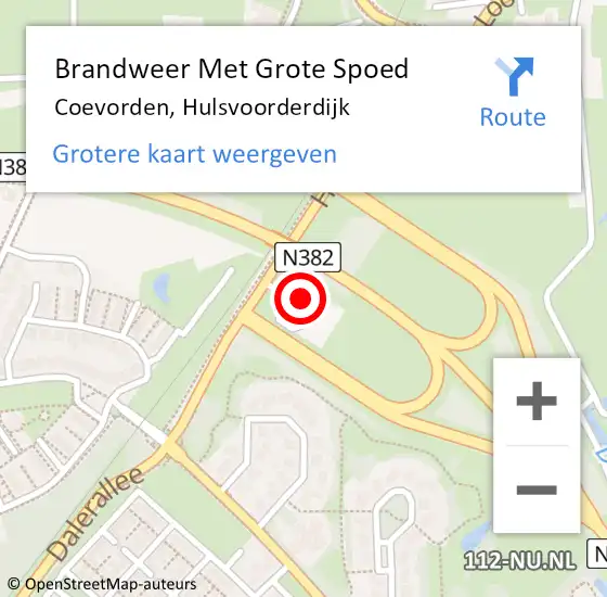 Locatie op kaart van de 112 melding: Brandweer Met Grote Spoed Naar Coevorden, Hulsvoorderdijk op 10 oktober 2021 01:35