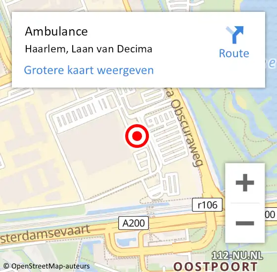 Locatie op kaart van de 112 melding: Ambulance Haarlem, Woudplein op 10 oktober 2021 01:36