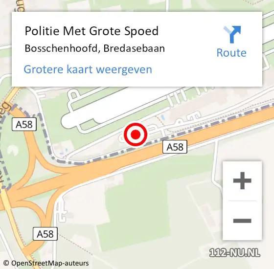 Locatie op kaart van de 112 melding: Politie Met Grote Spoed Naar Bosschenhoofd, Bredasebaan op 10 oktober 2021 01:55