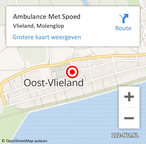 Locatie op kaart van de 112 melding: Ambulance Met Spoed Naar Vlieland, Molenglop op 25 juni 2014 15:40