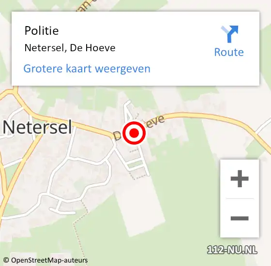 Locatie op kaart van de 112 melding: Politie Netersel, De Hoeve op 10 oktober 2021 02:54