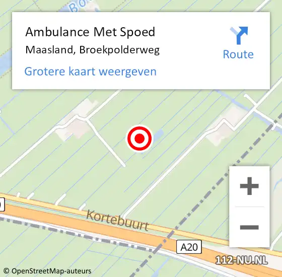 Locatie op kaart van de 112 melding: Ambulance Met Spoed Naar Maasland, Broekpolderweg op 10 oktober 2021 03:42