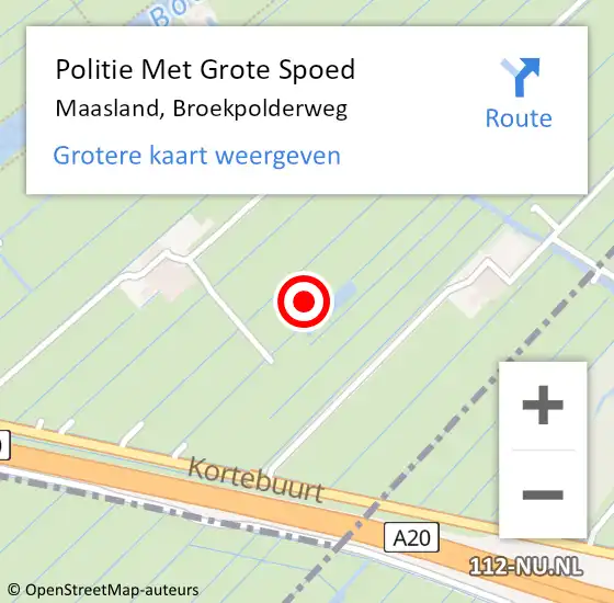 Locatie op kaart van de 112 melding: Politie Met Grote Spoed Naar Maasland, Broekpolderweg op 10 oktober 2021 03:44