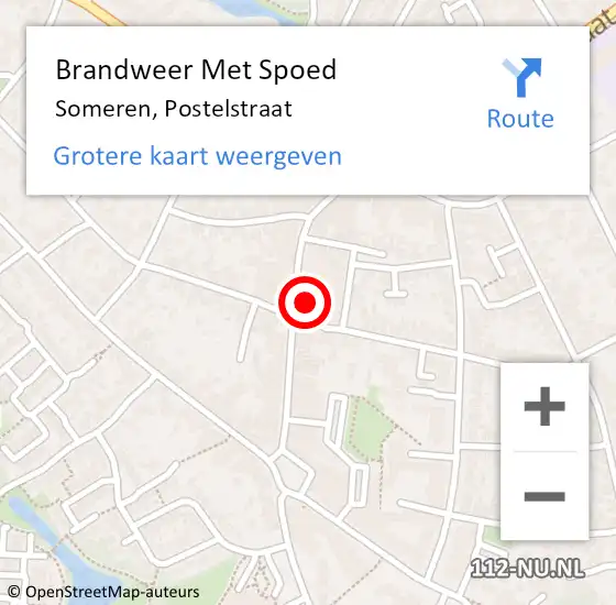 Locatie op kaart van de 112 melding: Brandweer Met Spoed Naar Someren, Postelstraat op 10 oktober 2021 04:06