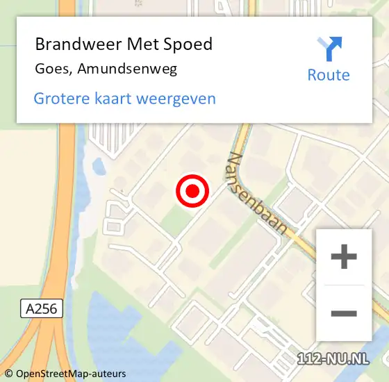 Locatie op kaart van de 112 melding: Brandweer Met Spoed Naar Goes, Amundsenweg op 10 oktober 2021 06:29