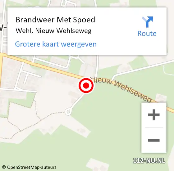 Locatie op kaart van de 112 melding: Brandweer Met Spoed Naar Wehl, Nieuw Wehlseweg op 10 oktober 2021 07:33