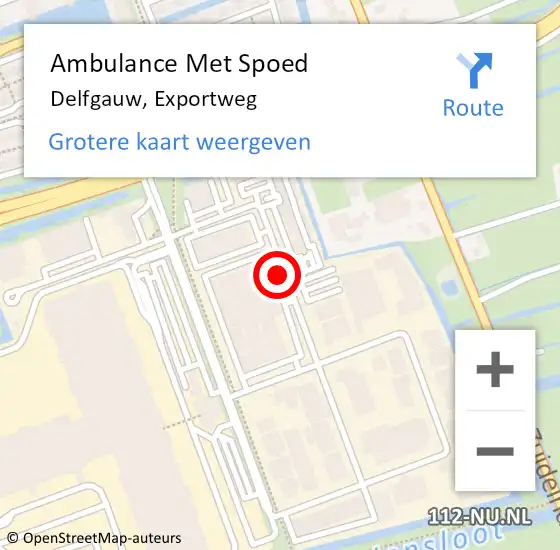 Locatie op kaart van de 112 melding: Ambulance Met Spoed Naar Delfgauw, Exportweg op 10 oktober 2021 07:41