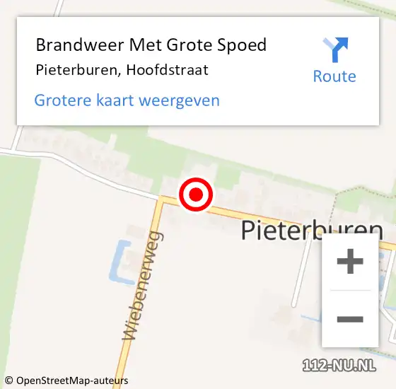 Locatie op kaart van de 112 melding: Brandweer Met Grote Spoed Naar Pieterburen, Hoofdstraat op 10 oktober 2021 08:07