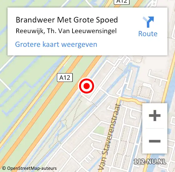 Locatie op kaart van de 112 melding: Brandweer Met Grote Spoed Naar Reeuwijk, Th. Van Leeuwensingel op 25 juni 2014 15:52